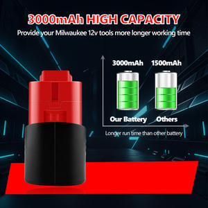 VICTPOWER 12V 3.0Ah Li-ion <b>Battery</b> Replacement for Milwaukee 48-11-2411 48-11-2420 48-11-2401 48-11-2402 Cordless Tool Power - Product Image 4