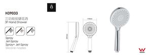 Cabezal de ducha de mano de masaje con 5 funciones de modos de alta presión en línea Baño ducha de mano de lluvia de níquel completo con WARS ACS CE - Product Image 6