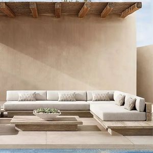 Ensemble de meubles d'extérieur modernes et confortables, canapé de jardin et chaise longue avec table en <span class=keywords><strong>palette</strong></span> en rotin pour cour ou hôtel - Product Image 2