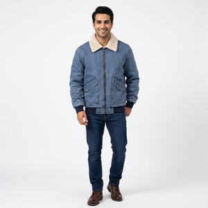 Autumn and Winter New Style Men Add Velvet Denim Jacket Casual Wash Denim Jacket - Product Image 1