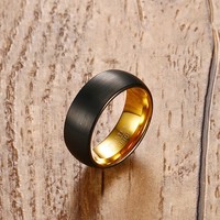 2021 Mode Pria Gaya IP Emas Hitam Logo Ukiran Tungsten Karbida Dekoratif untuk Cincin Jari Indeks untuk Pria