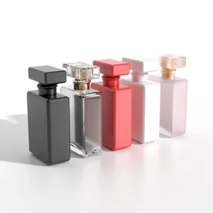 סיטונאי יוקרה ייחודי אישית נשים botol parfum מט 30 מ ל 50 מ ל 100 מ ל crimp מרובע מפואר ספריי בושם בקבוקים ואריזה