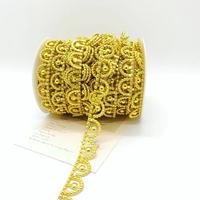 Décoration de chapeau ethnique DIY, 15M de bordure en plastique en forme de demi-cercle festonné avec perles dorées en éventail, très vendue pour Noël et les vêtements