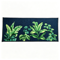Plant Leaf Print Modern Minimalist Kitchen Runner Rug Anti-Slip Oil-Proof Stain Resistant Washable Polyester Low Pile Mat