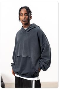 Sweat-shirt en coton pré-rétréci Vintage Acid Wash Distressed Brodé pour homme - Product Image 5