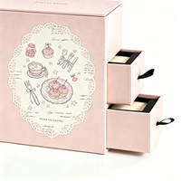 Boîte rigide multi-tiroirs écologique, boîte cadeau personnalisée pour desserts, boîte d'emballage rose avec tiroirs coulissants pour ensemble de chocolats et bonbons