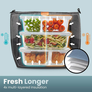Bolsa Térmica Azul Impermeável e Resistente a Manchas para Almoço, Bolsa de Armazenamento Portátil Leve com Fecho de Zíper - Product Image 4