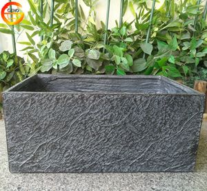 Terse Gartendekoration Rechteckiger Blumentopf aus Verbundwerkstoff und Faserton - Product Image 4