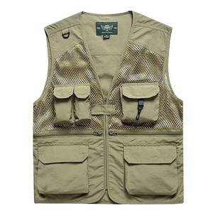 Chaleco de malla multibolsillos azul marino para trabajo con cremallera y bolsillos para actividades al aire libre - Product Image 2