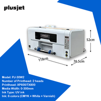 Plusjet UV DTF Imprimante pour étui de téléphone Bouteille en verre Stylo Signe Carrelage en plastique Taille A3 30cm Avec plastifieuse Machine d'impression 6 couleurs