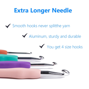 0.5-2.75mm TPR Soft Handle Aluminum Crochet Hook <b>Set</b> Crochet Hook Knitting Needle for DIY Lace Craft Hand Knitting Tool - Product Image 2