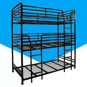 Modern Detachable <b>Triple</b> <b>Bunk</b> <b>Bed</b> with Iron Fence Metal Wall for Multiple Bedrooms for Workshop Use - Product Image 3