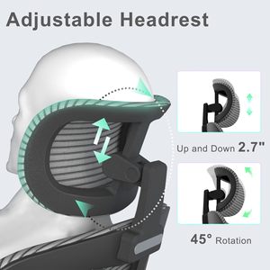 High <b>Back</b> Adjustable Ergonomic Office <b>Chair</b> with Headrest Modern Swivel Mesh Design for Home Office Use - Product Image 6
