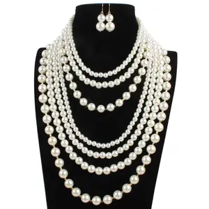Ожерелье и серьги для женщин, новый стиль, модные ювелирные изделия из золота в индийском стиле жемчуг ювелирные изделия Набор подходит во всех отношениях T6880