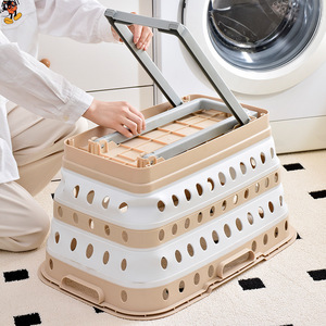 Support pliant en plastique durable panier de rangement support panier à linge pliable multifonctionnel de grande capacité - Product Image 4