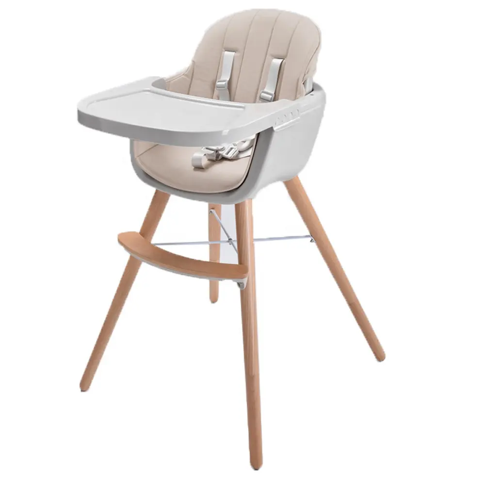 EN-14988-Silla de alimentación de madera para bebé, trona de lujo para bebé