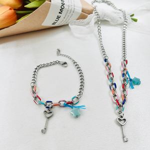<span class=keywords><strong>Pulseras</strong></span> <span class=keywords><strong>de</strong></span> Acero Inoxidable con Cierre <span class=keywords><strong>de</strong></span> Corazón, Cadena Colorida, Joyería, Collar <span class=keywords><strong>de</strong></span> Marca <span class=keywords><strong>Uno</strong></span> Heart <span class=keywords><strong>De</strong></span> <span class=keywords><strong>50</strong></span> España, Venta al por Mayor - Product Image 2