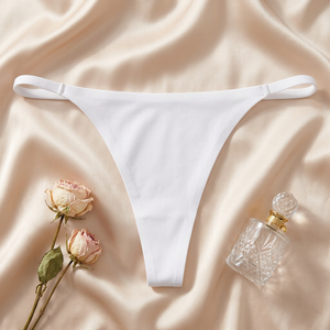 Culotte string femme blanche à fines bretelles, taille basse, invisible, sans couture, respirante, grandes tailles, lingerie OEM ODM - Product Image 2