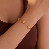 Usage quotidien Simple Perle Plaqué Or Bracelet En Acier Inoxydable Rétro Charme Chaîne Lien Bracelets Style À La Mode pour La Mode Neutre