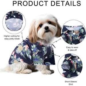 เสื้อยืดสัตว์เลี้ยงสไตล์ฮาวายระบายอากาศชุดลูกสุนัขน่ารักพร้อมต้นมะพร้าวและชายหาดสับปะรดจากจีน - Product Image 3