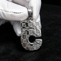 Pendentif Hip Hop en Argent 925 avec Breloque Numéro 5 Personnalisée, Sertie de Diamants Moissanite VVS de Haute Qualité, Testée au Diamant Testeur