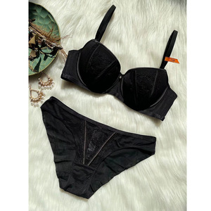 Nouveau sexy femmes sous-vêtements broderie rassemblement couleur soutien-gorge femme année de <span class=keywords><strong>naissance</strong></span> rouge uni ensemble de sous-vêtements - Product Image 3