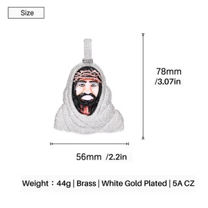 Nuevo collar con colgante de Jesús de Hip Hop para hombre, detalle de esmalte CZ completamente helado, joyería de moda, accesorio de moda en Stock - Product Image 2