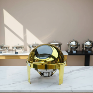 Scaldavivande Rotondo Moderno <span class=keywords><strong>da</strong></span> 6L in Acciaio Inossidabile Dorato con Coperchio <span class=keywords><strong>a</strong></span> Rullo e Finestra Trasparente per Buffet e Uso Domestico - Product Image 6