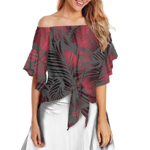 Custom Fashionable Blouse Short Sleeve Chiffon Tops And Blouses Samoa Tattoo Tribal Printed Polynesian Women's Blouses & Shirts