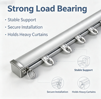 Rail de rideau en aluminium robuste, silencieux et fluide, fixation supérieure et latérale, longueur personnalisable