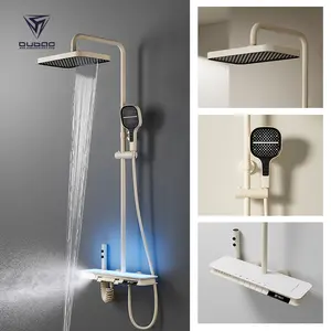 Luxury Bathroom Brass Rain Rainfall Shower Mixer Set Wall Mounted Piano Key LED Digital Display Shower Faucet Set