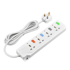 White electric power 4 gang extension board sockets