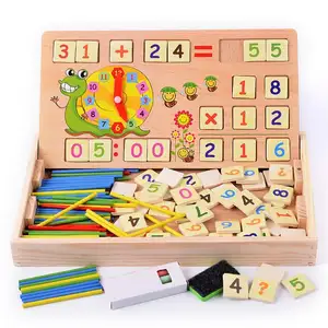 Fabrik Holz Multi Clock kognitives Spiel Mathematik Berechnung Lernbox Kinder Early Education Board Spielzeug