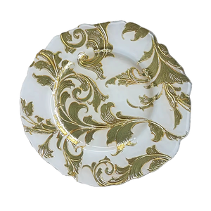 Platos de Vidrio de Lujo Grabados en Negro, Blanco y Dorado, Diseño Único de Hojas de Flor de Fénix, Ecológicos, para Banquetes de Boda, Irregulares - Product Image 1