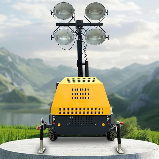 Free Shipping 4*1000w LED Construction Mobile Light Tower Diesel Silent Generator for Outdoor Night Lighting