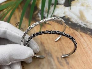 S925 gümüş erkekler ve kadın asma desen Retro açık tay gümüş bilezik çapraz çiçek çapraz gümüş bilezik - Product Image 4