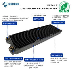 OCOCOO CRS36-27R Copper PC <b>Computer</b> Radiator With 120mm <b>Fan</b> Water Cooling Heat Exchanger for Gaming 360 Case Water Cooling - Product Image 3