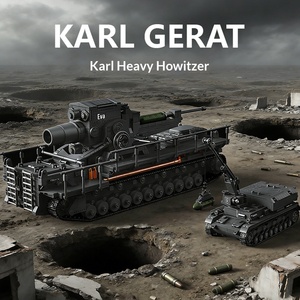 12GO97026 Mortier automoteur Karl de la seconde guerre mondiale Transporteur d'artillerie lourde Puzzle de haute difficulté Assemblage Bloc de construction Modèle Jouet - Product Image 1