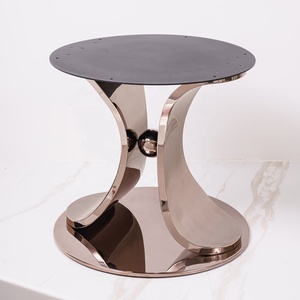 Cao Bán Công Nghiệp Crank Bàn Cà Phê Cơ Sở Titan Vòm Thiết Kế Bệ Mạ Nâu Bàn Tròn Bàn Cà Phê Kim Loại Khung - Product Image 3