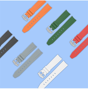Bracelets de montre de luxe en caoutchouc FKM respirant de 20 mm et 21 mm avec boucle ardillon et extrémités courbes en silicone, étanches, pour Rlx <span class=keywords><strong>Omeg</strong></span> - Product Image 1