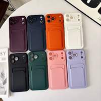 Étui de téléphone avec fente pour carte pour iPhone 18 Pro Max 17 Air 16 Plus 15 14 13 12 11 XR, coque de protection souple en TPU, résistante aux chocs, douce pour la peau