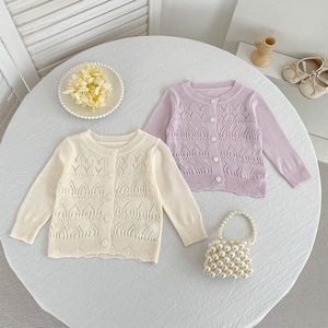 Suéter Cárdigan de Verano <span class=keywords><strong>para</strong></span> Recién Nacidos, Cárdigan Dulce de Princesa <span class=keywords><strong>para</strong></span> Bebés, Camisa de Protección Solar y Aire Acondicionado, <span class=keywords><strong>Abrigo</strong></span> Tejido Calado, Ropa de Bebé - Product Image 2