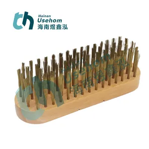 Carton Printing Spare Parts Wood Handle Brush Ceramic Anilox Roll Cleaning Copper Wire Polish Brush