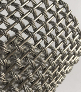 Revêtement Métallique <span class=keywords><strong>D</strong></span>écoratif en Acier Inoxydable Tressé à Double Texture, Maille Ornamentale en Fil Torsadé, Finition Argent Brossé Mat pour Extérieur - Product Image 1