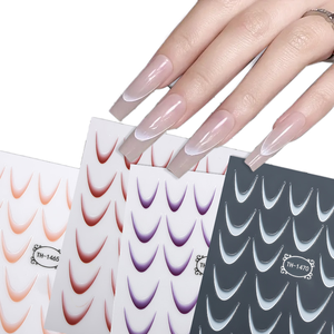 Autocollants 3D pour ongles à la française, décalcomanies colorées en plastique non toxiques, accessoires de nail art pour manucure de fêtes - Product Image 1