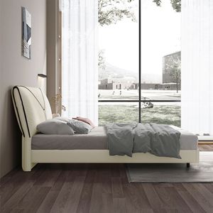 Modern Upholstered <b>Bed</b> 1.8m Double Size Leather Frame Master Bedroom Furniture Minimalist Style Low <b>Box</b> Design - Product Image 4