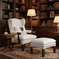 Fauteuil lounge EKAR Chateau Lafite &amp;   Ottoman |   Ensemble en velours capitonné classique français