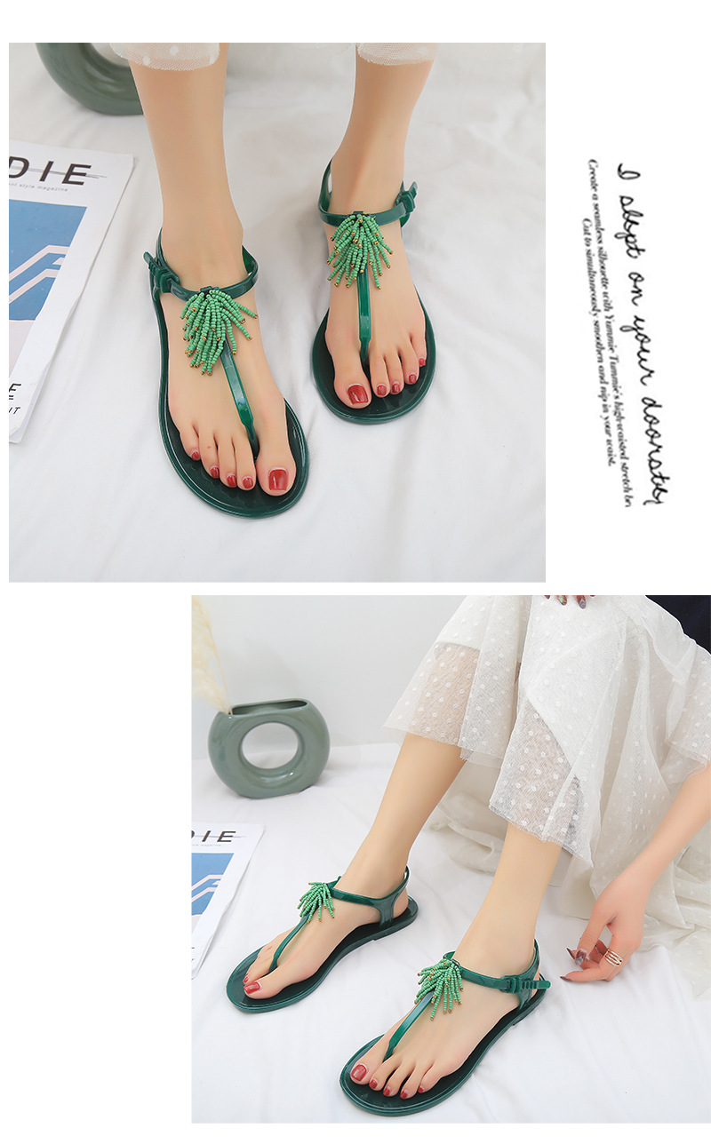 Women's Shoes Tassel Flat Beach Shoes Toe Roman Sandals Ladies Slippers