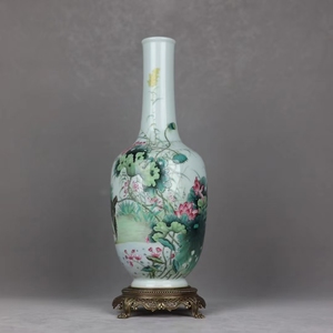 <span class=keywords><strong>Vase</strong></span> en porcelaine antique rose peint à la main haut de gamme décoration de comptoir d'hôtel <span class=keywords><strong>vase</strong></span> classique incrusté de <span class=keywords><strong>cuivre</strong></span> - Product Image 1