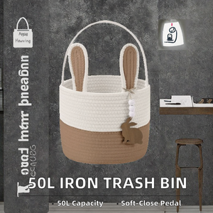Poubelle en fer avec revêtement en poudre de 50 L, couvercle à fermeture douce, pédale, pour la maison et le bureau - Product Image 2
